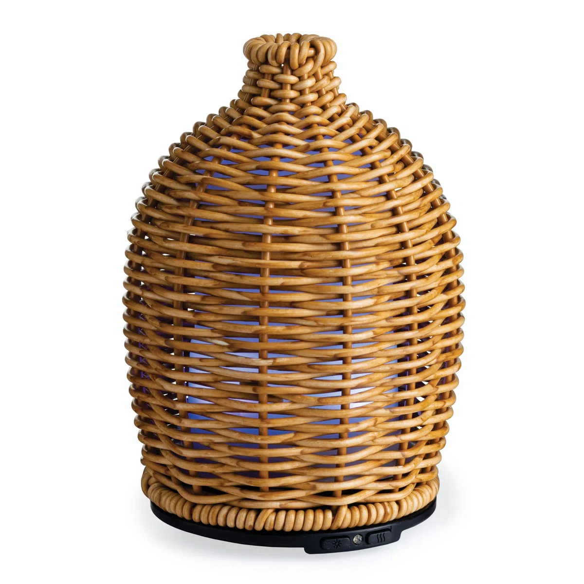 Airome Diffusore di Olio Essenziale Rattan Medio | Diffusore Aromaterapia Ad Ultrasuoni Umidificatore 100ml 8 LED Colorate Fendinebbia Lampeggiante e Continua, Spegnimento Automatico