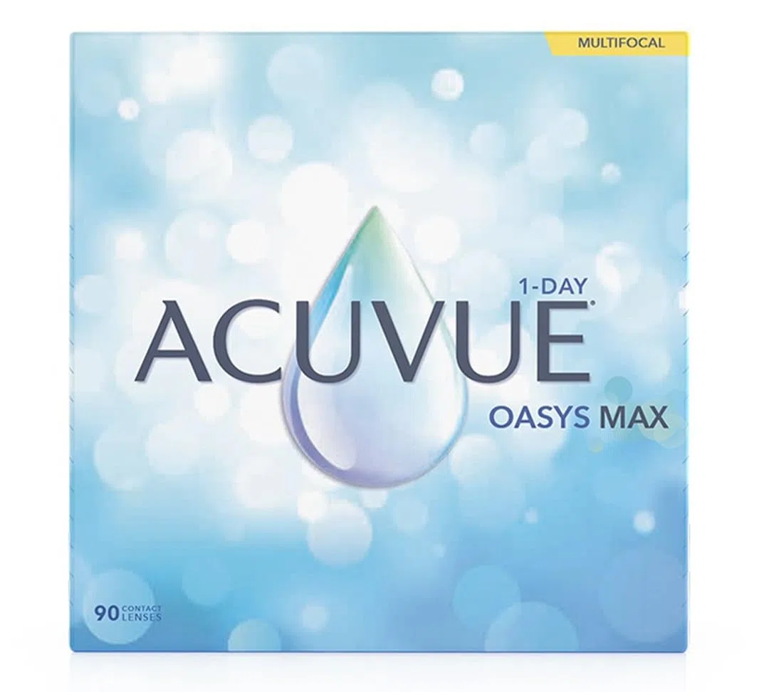 ACUVUE OASYS MAX 1-Day Multifocal; Lenti a contatto giornaliere; Visione chiara e nitida a tutte le distanze e in ogni condizione di luce;-1.25 diottrie; BC 8.4; DIA 14.30; ADD Low; 90 lenti